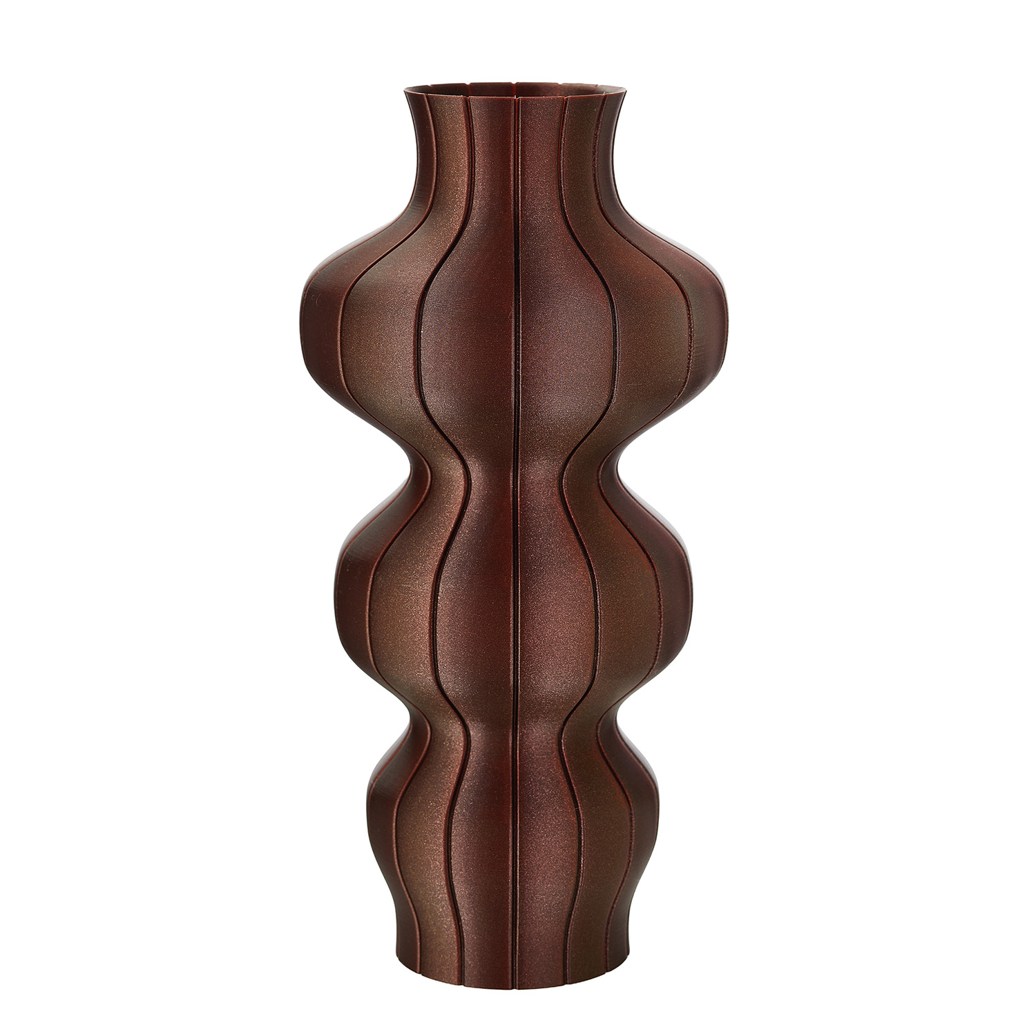 Selini Vase โ Brown Front View Selini sculptural 3D-printed vase in brown