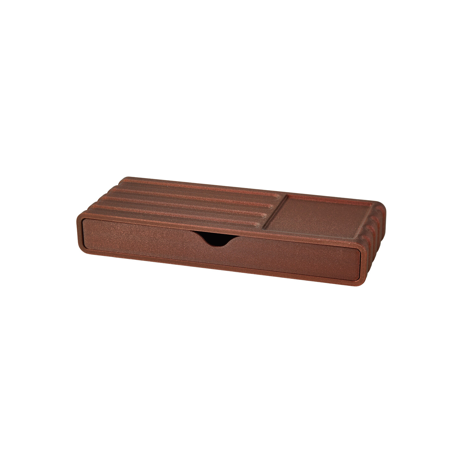 Cosmos 3D printed desk box with drawer in brown, closed