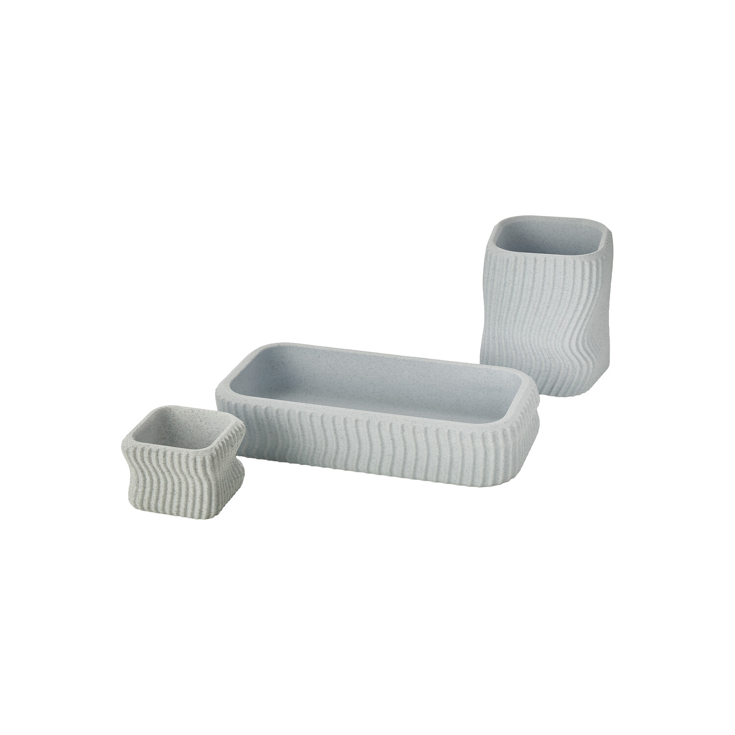 Kinisis 3D printed desk organizer set in marble white, full set